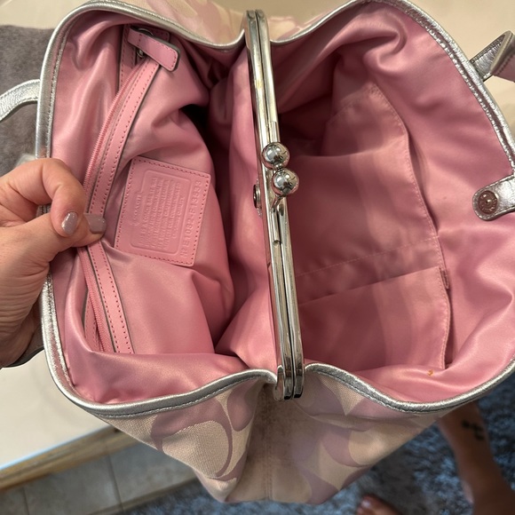 Circa 2004 pink and silver coach purse. - Picture 2 of 2